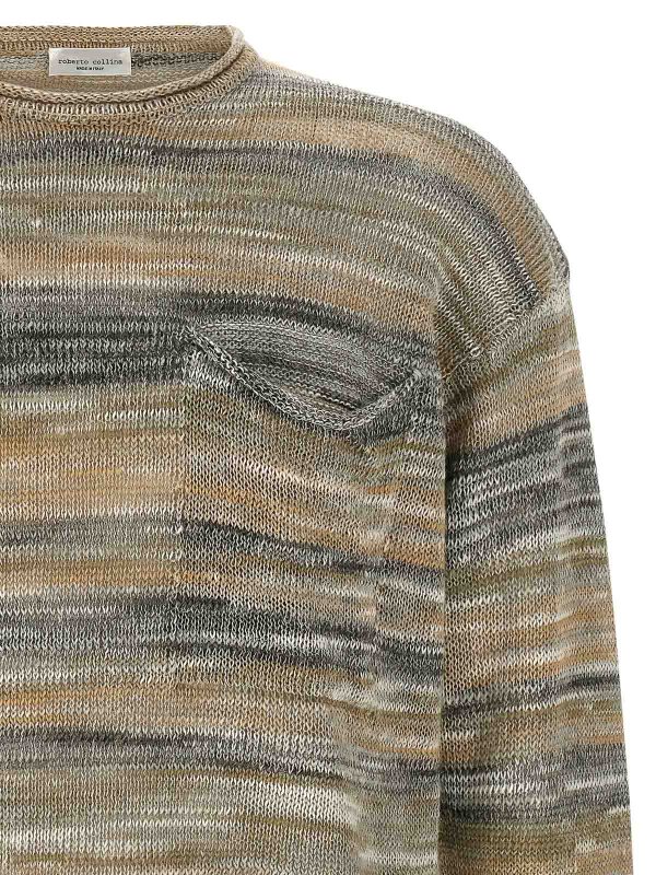 The Best Shops ROBERTO COLLINA: Strickpullover mit Rundhalsausschnitt - Rundhalspullover - Grau