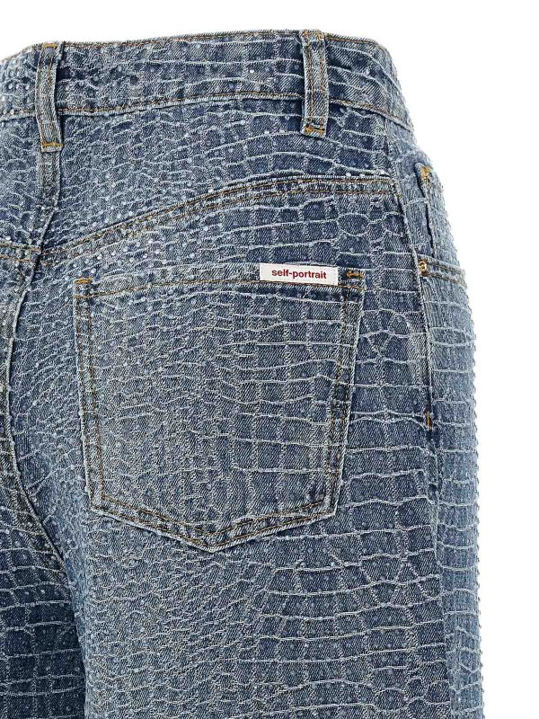 Jeans con strass shop online: Self Portrait
