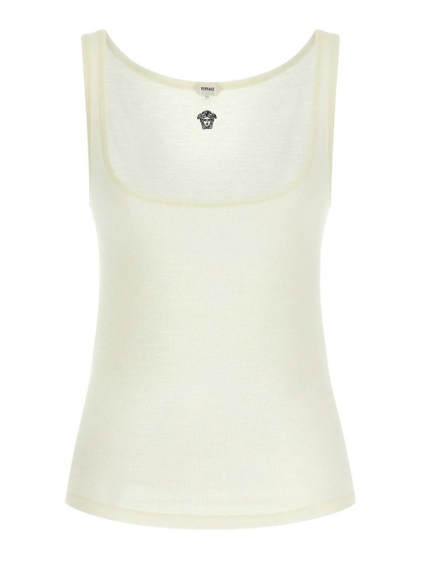 VERSACE: Tops y camisetas sin mangas - Top - Blanco