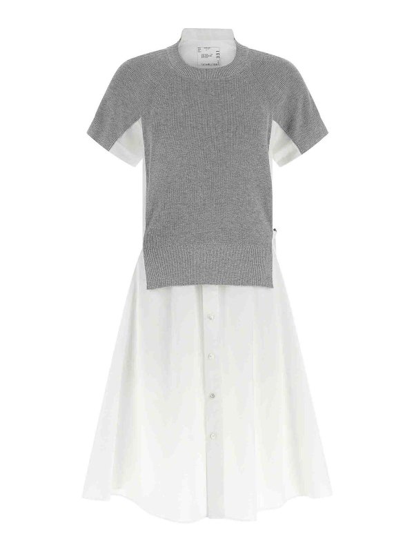 Sacai: ニーレングスドレス - 膝丈ドレス - 白