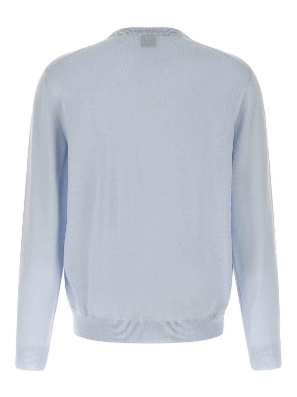 Hugo Boss: Strickpullover mit Rundhalsausschnitt online - Rundhalspullover - Hellblau