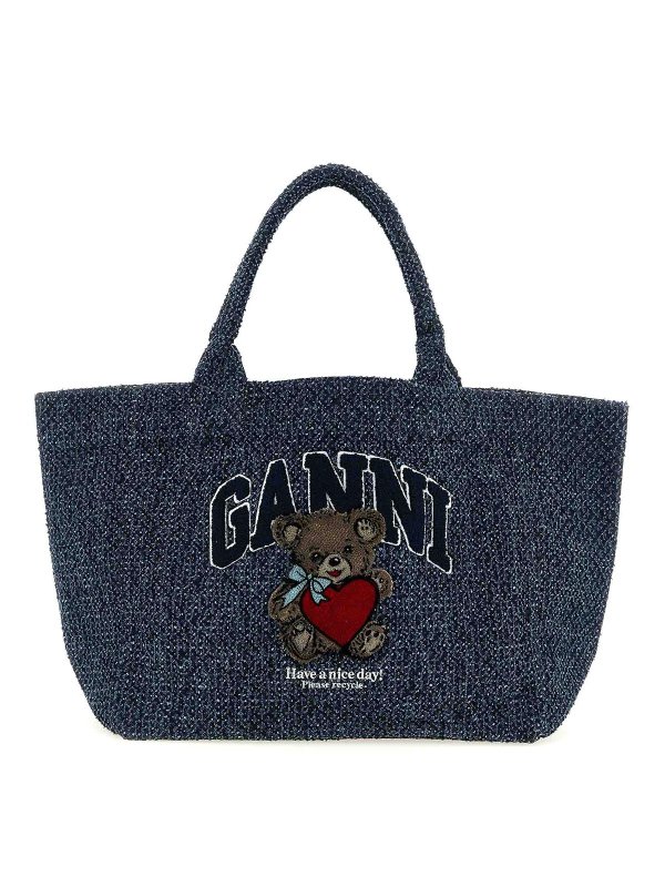 GANNI: Handtaschen - Shopper - Blau