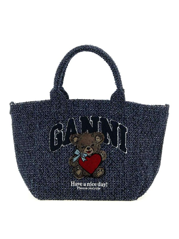 GANNI: Handtaschen - Shopper - Blau