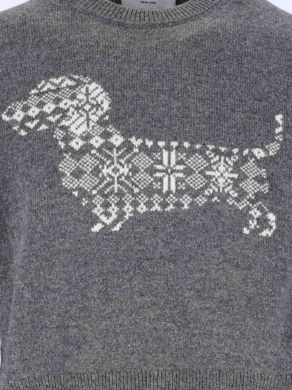 The Best Shops THOM BROWNE: Pull col rond - Pull Col Rond - Gris