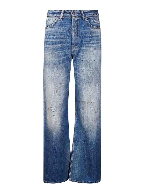 Acne Studios: Jeans à jambe droite - Jean Droit - Foncé Délavé