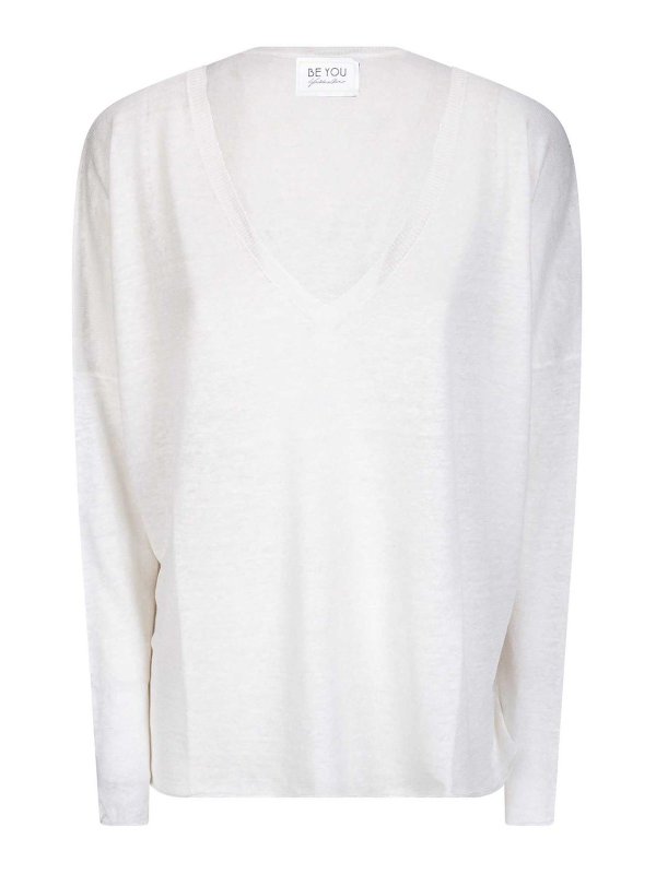 BE YOU: maglia collo a v - Scollo A V Lino