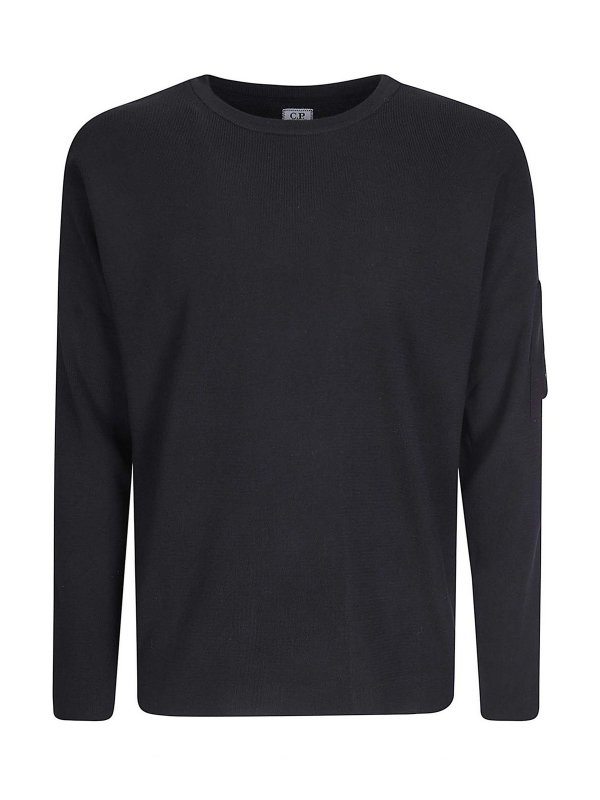 C.P. COMPANY: Strickpullover mit Rundhalsausschnitt - Rundhalspullover - Schwarz