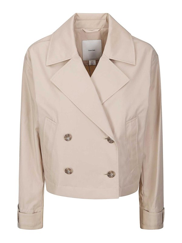 CALVIN KLEIN: trench coats - Short Cotton Trench