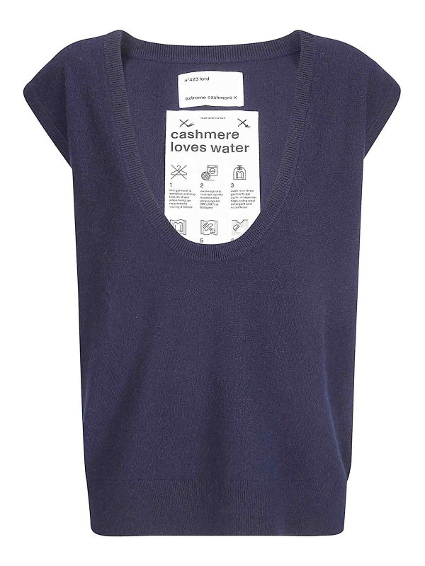 EXTREME CASHMERE: Gilets tricot - Gilet - Bleu Foncé