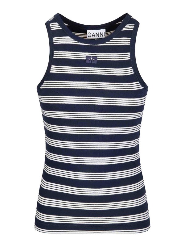 GANNI: Tops & Débardeurs - Top - Bleu Clair