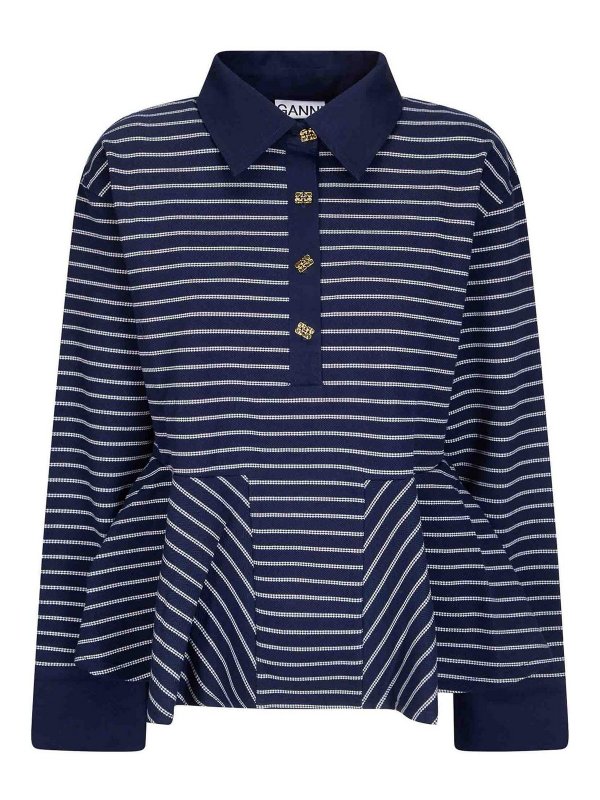 GANNI: ポロシャツ - ポロシャツ - ライトブルー