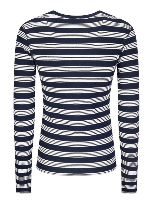 The Best Shops GANNI: t-shirts - Soft Cotton Stripe Rib Longsleeve