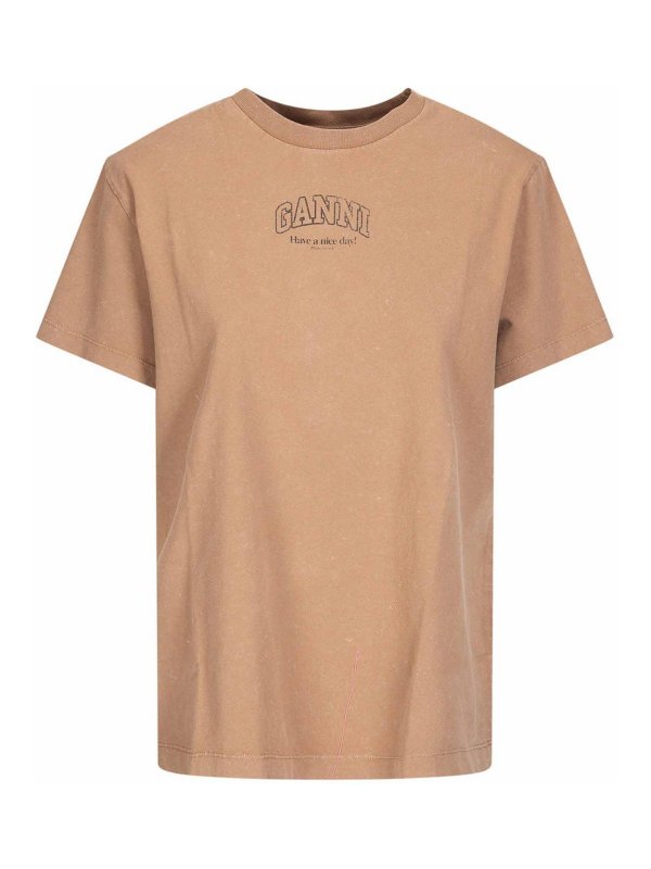 GANNI: t-shirt - T-shirt effetto lavato Future Essentials