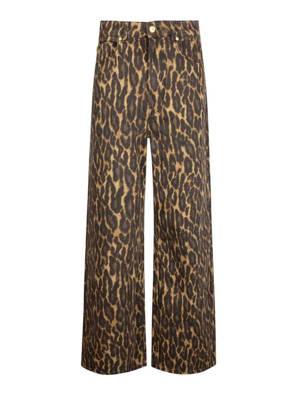 GANNI: Jeans à jambe droite - Jean Droit - Marron Clair