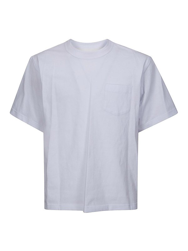 Sacai: t-shirts - Light Weight Denim X Cotton Jersey T-Shirt