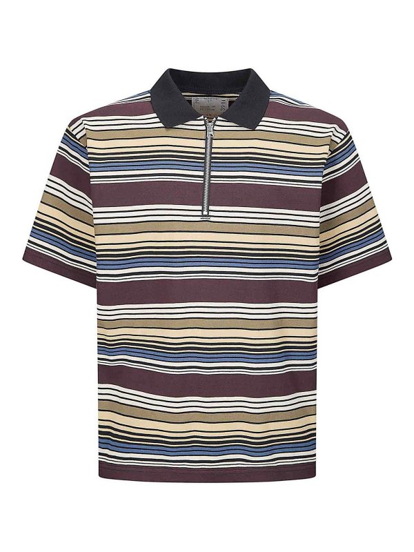 Sacai: t-shirt - T-shirt a righe orizzontali