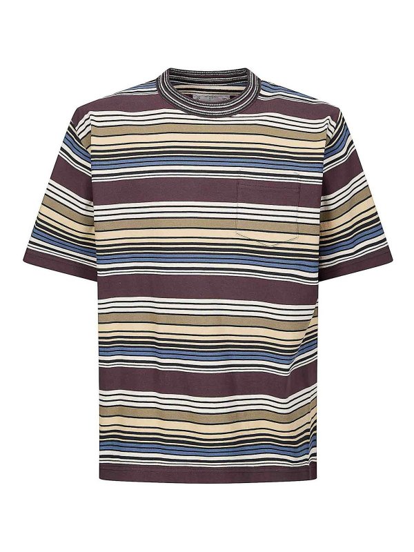 Sacai: t-shirts - Horizontal Stripe T-Shirt