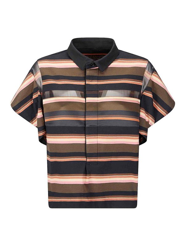 Sacai: t-shirts - Horizontal Stripe T-Shirt