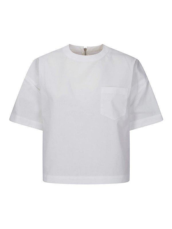 Sacai: t-shirt online - Pullover in popeline