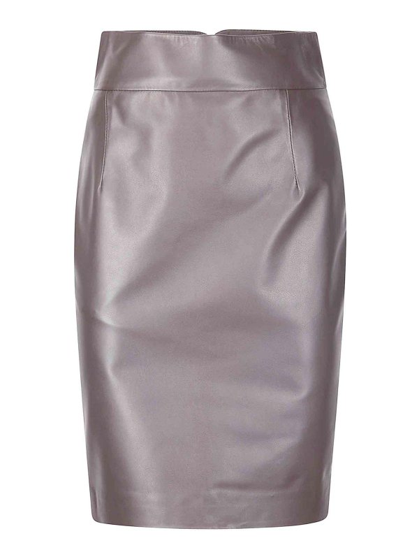 TAGLIATORE: Jupes en cuir - Jupe En Cuir - Marron Foncé