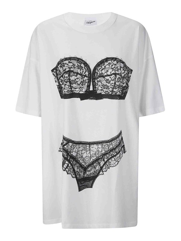 VAQUERA: t-shirts - Women Trompe Loeil Tall Tee Knit