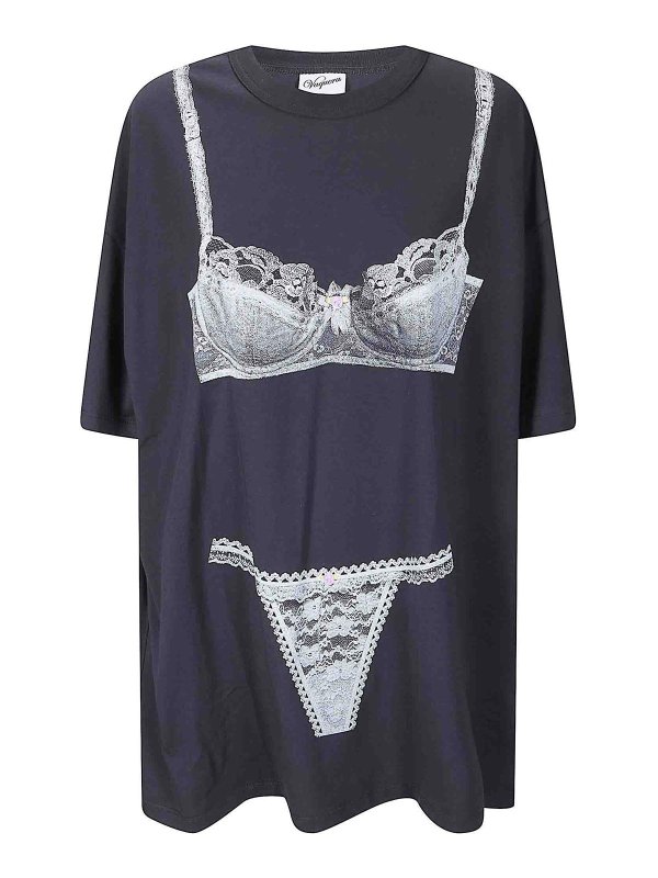 VAQUERA: t-shirts - Women Trompe Loeil Tall Tee Knit