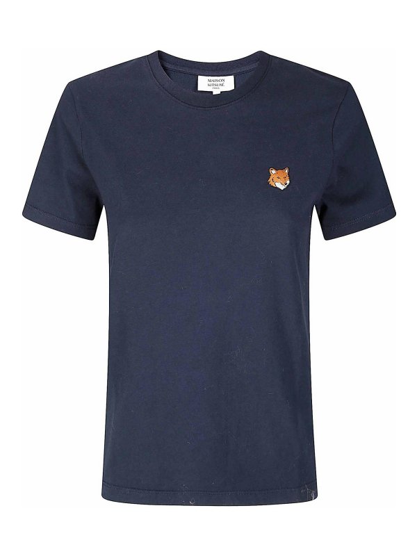 MAISON KITSUNÉ: T-shirts - T-Shirt - Bleu Foncé