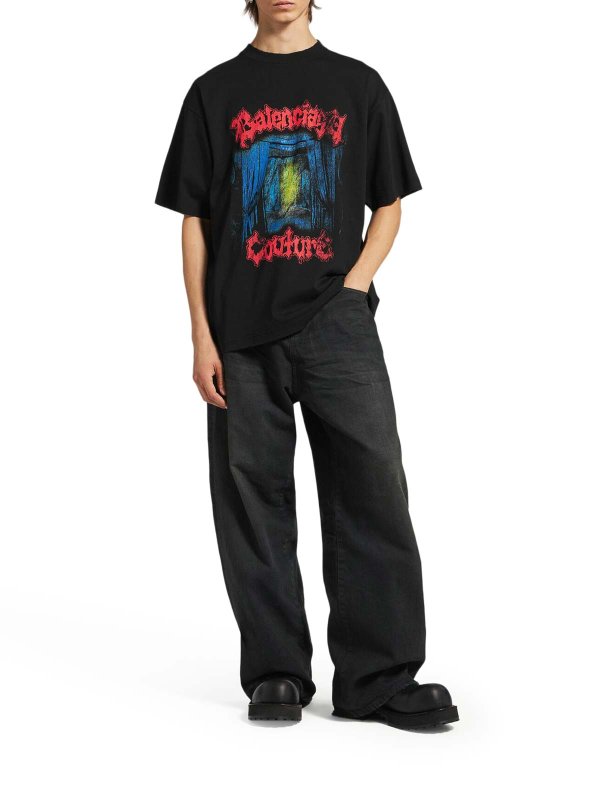 BALENCIAGA: t-shirts online - Salon De Couture Medium Fit T-Shirt In Black