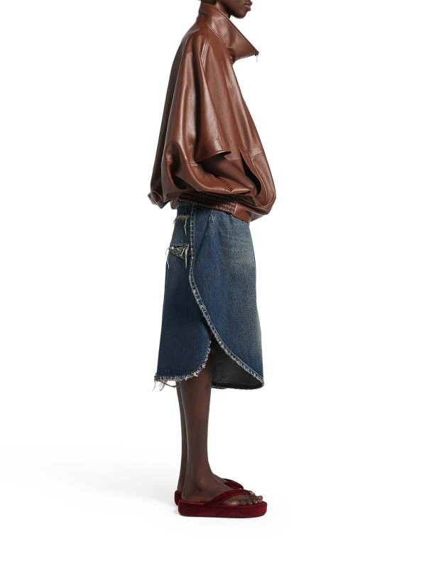 The Best Shops BALENCIAGA: Trousers Shorts - Dark Ocean Denim Tulip Shorts