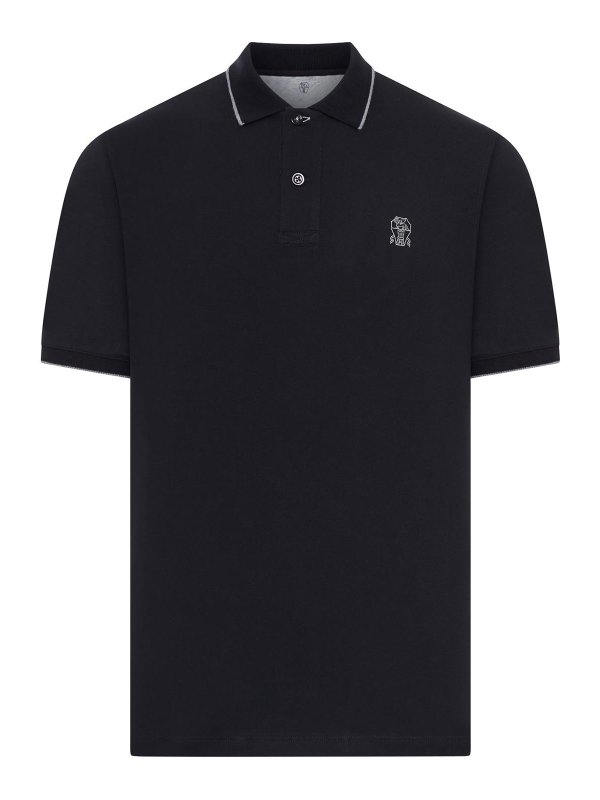 BRUNELLO CUCINELLI: polo shirts - Cotton Polo Shirt With Embroidered Logo