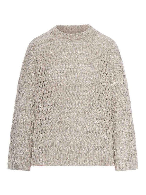 BRUNELLO CUCINELLI: Strickpullover mit Rundhalsausschnitt - Rundhalspullover - Nude