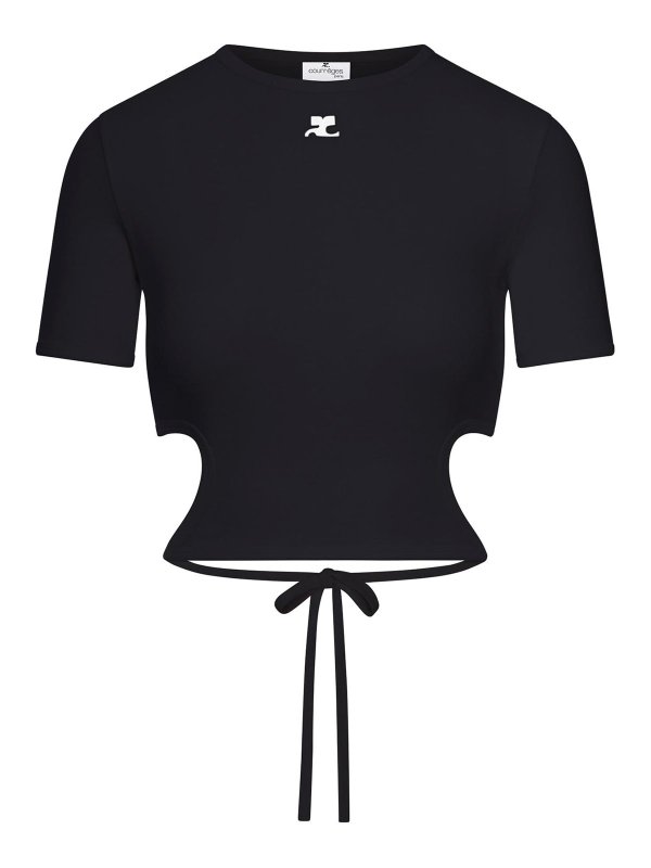 Courreges: T-shirts - T-Shirt - Noir