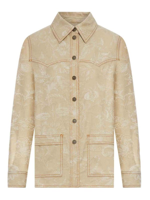 ETRO: jeans dritti, a sigaretta - Overshirt Jacquard