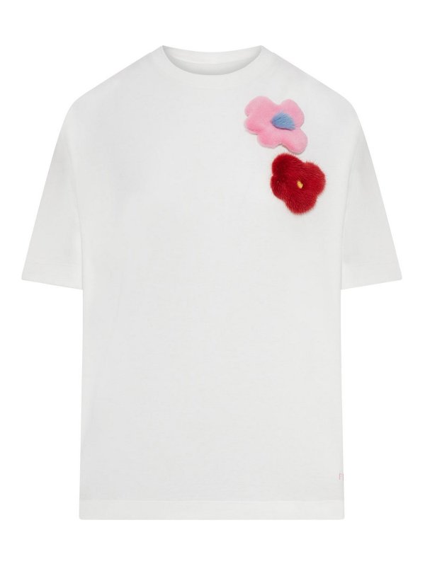 FENDI: t-shirts - White Cotton Jersey T-Shirt