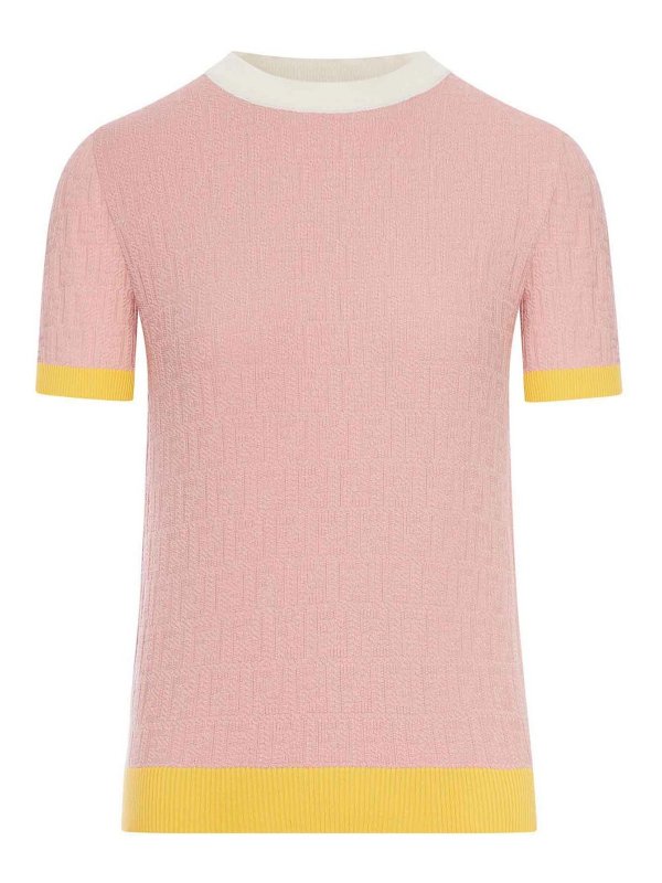 FENDI: crew necks - Crew Neck Cotton And Silk Sweater