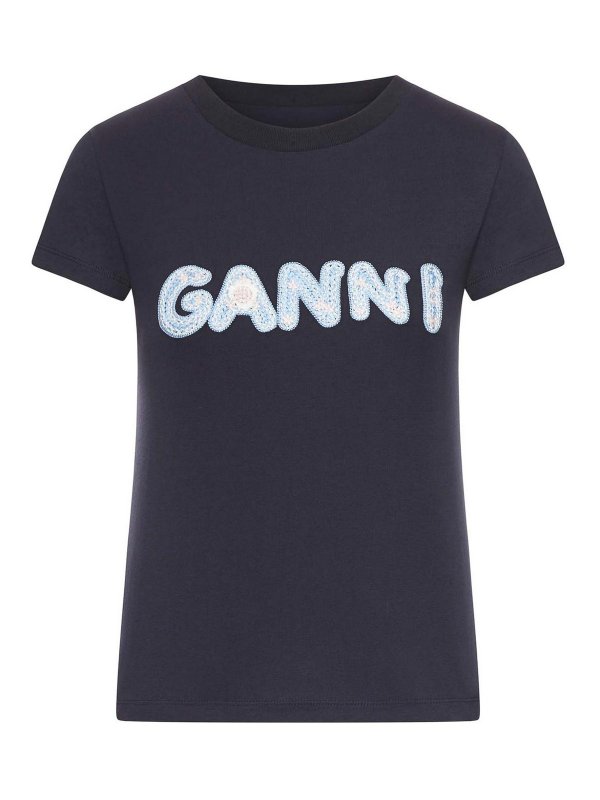 GANNI: T-shirts - T-Shirt - Grau