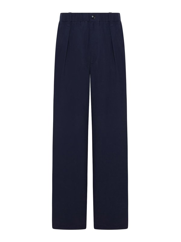 GIORGIO ARMANI: pantaloni casual - Pantaloni sartoriali in lino a gamba larga