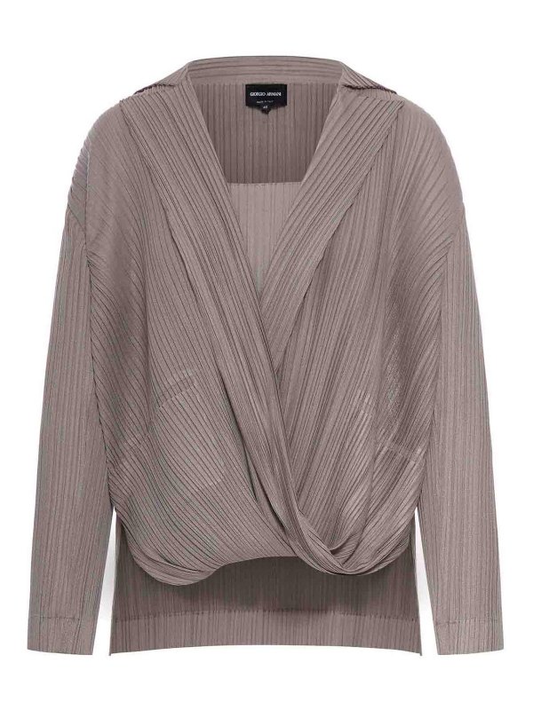 GIORGIO ARMANI: Suéteres con cuello pico - Suéter Cuello Redondo - Marrón