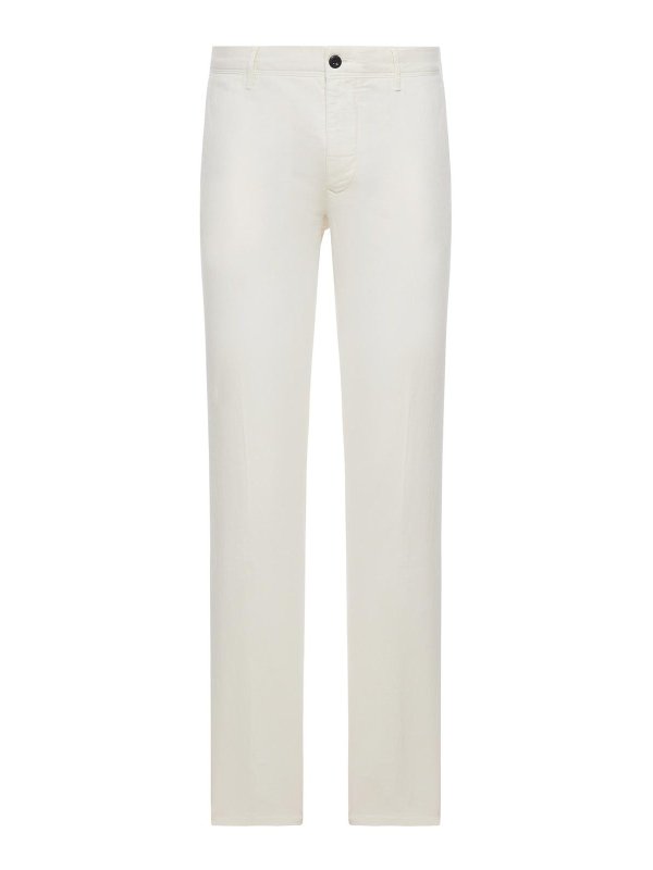 INCOTEX: casual trousers - Stretch Cotton And Linen Blend Trousers
