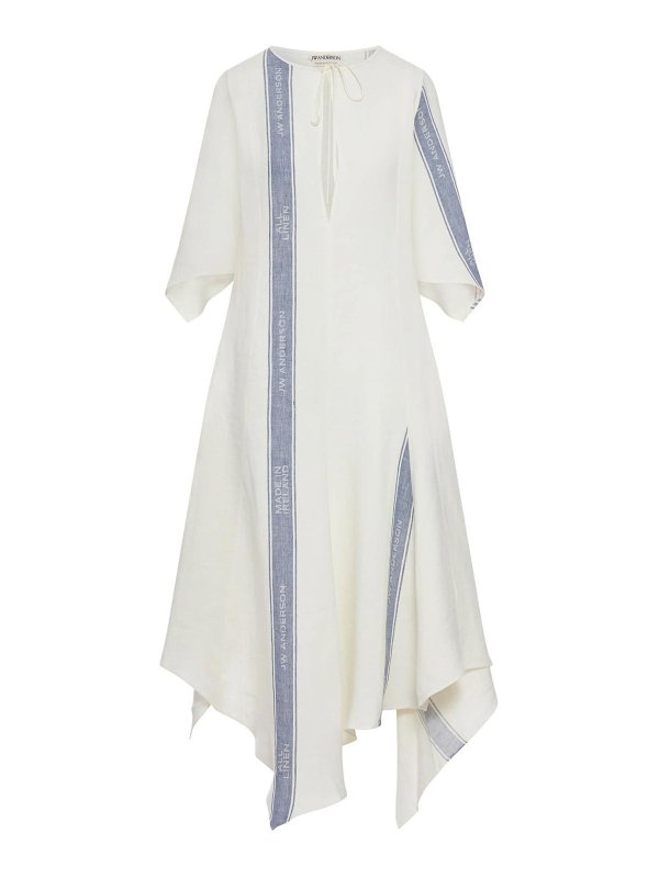J.W. ANDERSON: abiti al ginocchio - Vestito  Midi In Lino Con Inserti Logo