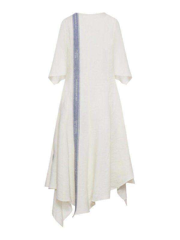 J.W. ANDERSON: abiti al ginocchio online - Vestito  Midi In Lino Con Inserti Logo