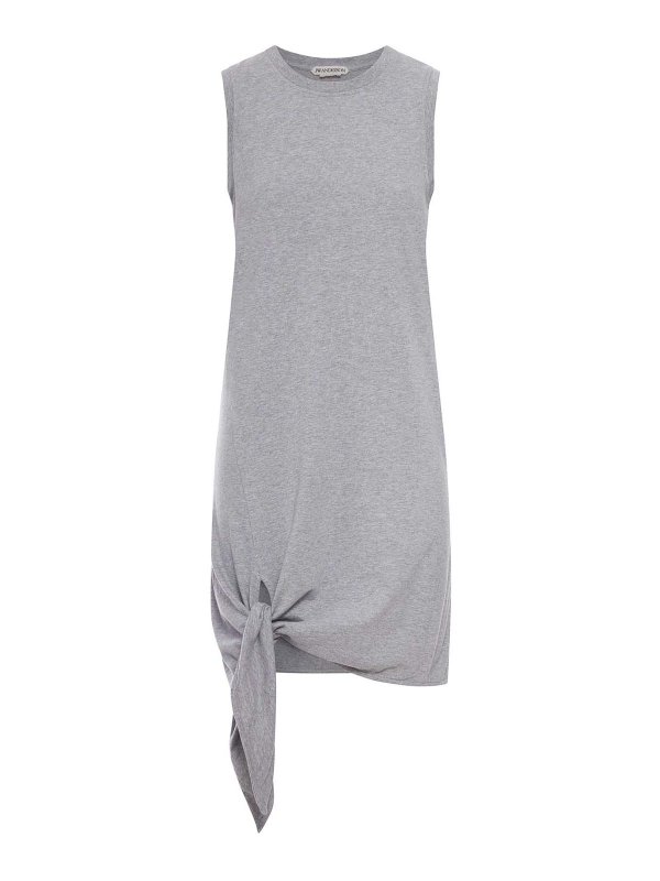 J.W. ANDERSON: knee length dresses - Knotted Hem Dress In Medium Grey Mlange