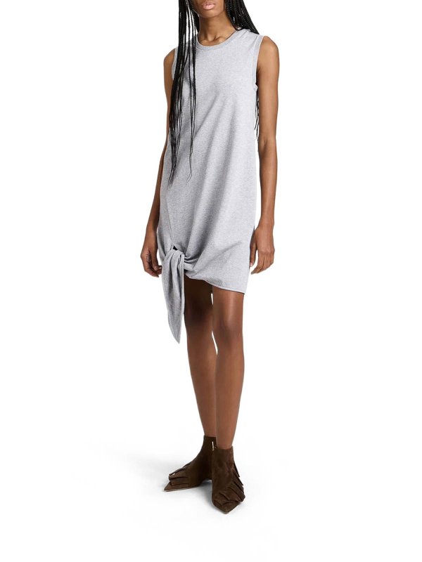 J.W. ANDERSON: knee length dresses online - Knotted Hem Dress In Medium Grey Mlange