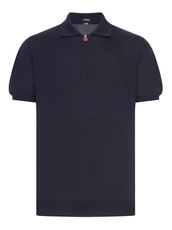 KITON: polo shirts - Solid Color Cotton Knitted Polo Shirt
