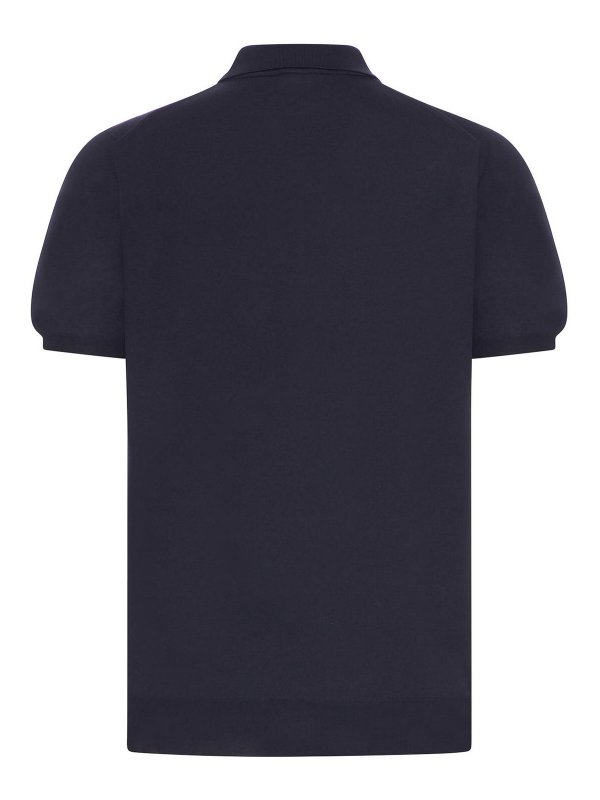 KITON: polo shirts online - Solid Color Cotton Knitted Polo Shirt