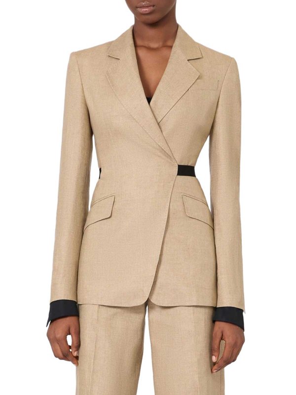The Best Shops Max Mara: blazers - Double-Breasted Blazer In Pure Linen Natt