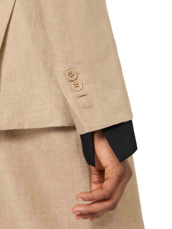 Max Mara buy online Double-Breasted Blazer In Pure Linen Natt