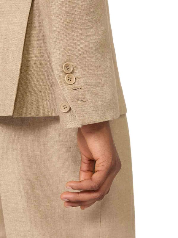The Best Shops Max Mara: Double-Breasted Blazer In Pure Linen Natt