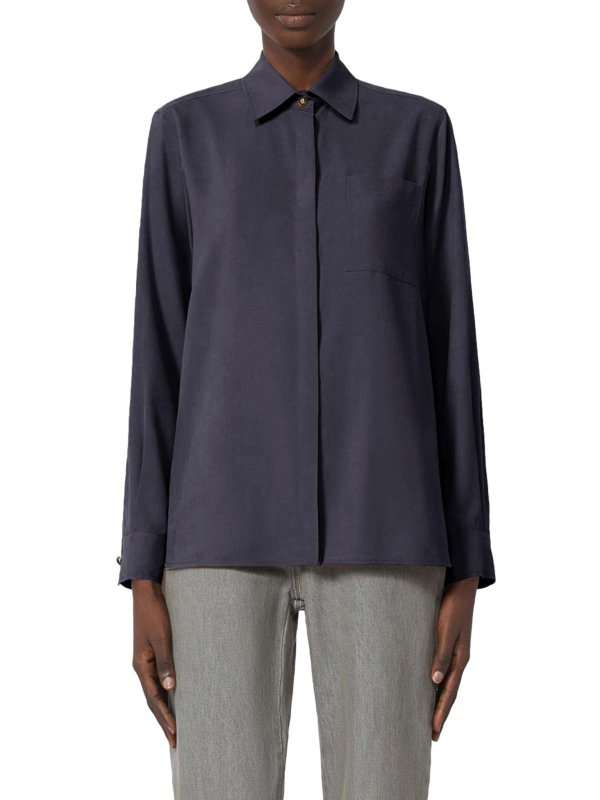 Max Mara: shirts online - Siaese Silk Canvas Shirt