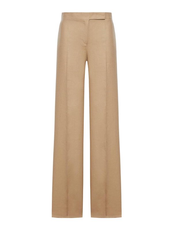 Max Mara: casual trousers - Regular Fit Trousers In Linen Natt